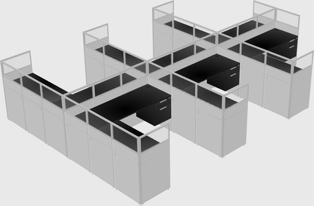 Shared l-shaped cubicle