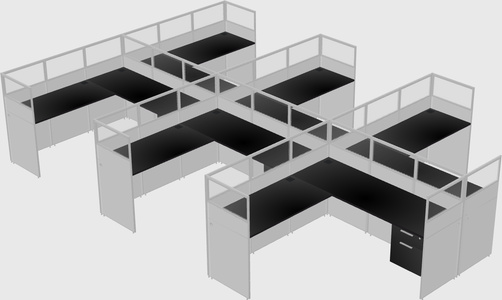 Shared l-shaped cubicle
