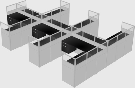 Shared l-shaped cubicle