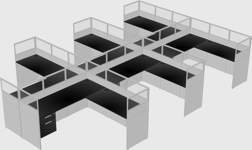 Shared l-shaped cubicle