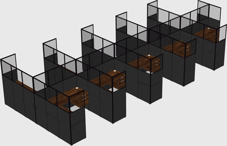 Shared l-shaped cubicle