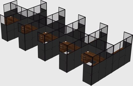 Shared l-shaped cubicle