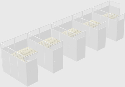 Shared l-shaped cubicle