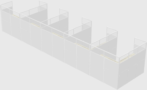 Shared l-shaped cubicle