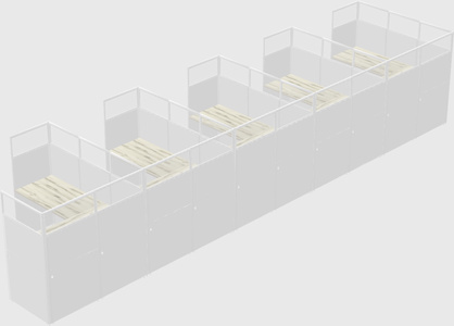 Shared l-shaped cubicle