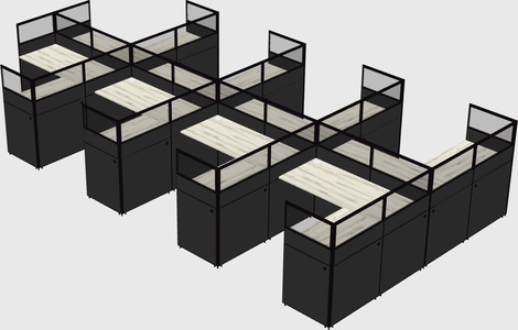 Shared l-shaped cubicle