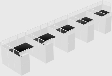 Shared l-shaped cubicle