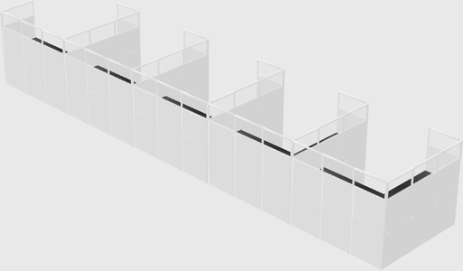 Shared l-shaped cubicle