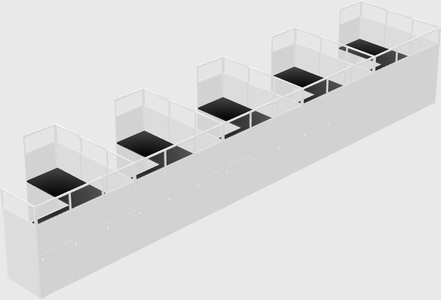 Shared l-shaped cubicle