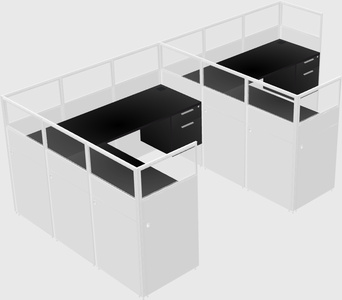 Shared l-shaped cubicle