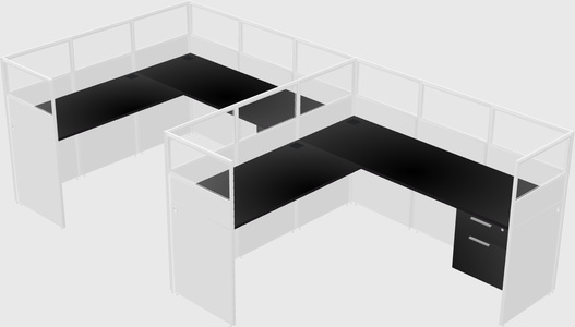 Shared l-shaped cubicle