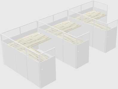 Shared l-shaped cubicle