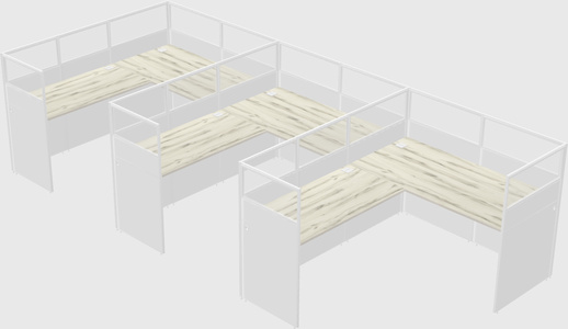 Shared l-shaped cubicle