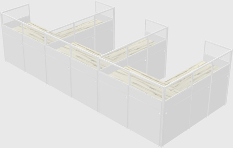 Shared l-shaped cubicle