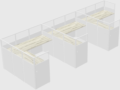 Shared l-shaped cubicle