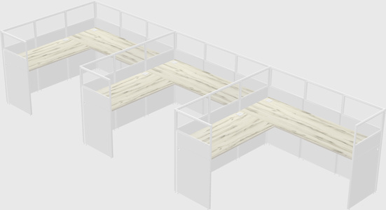 Shared l-shaped cubicle