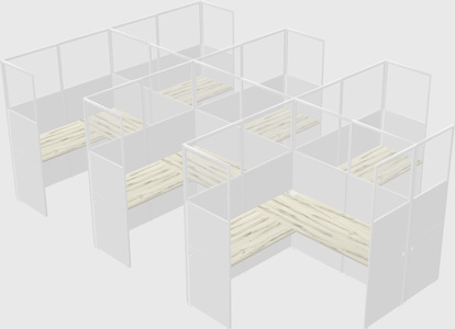 Shared l-shaped cubicle
