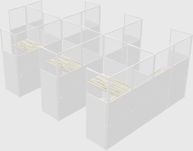 Shared l-shaped cubicle