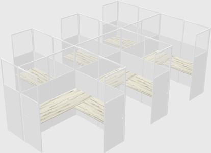 Shared l-shaped cubicle