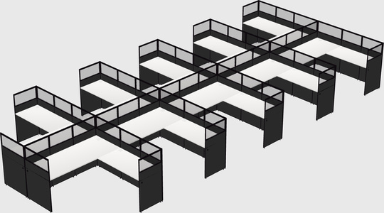 Shared l-shaped cubicle