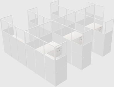 Shared l-shaped cubicle