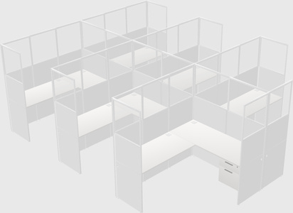 Shared l-shaped cubicle