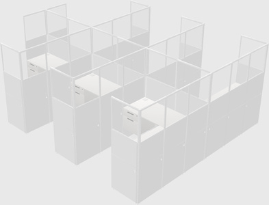 Shared l-shaped cubicle