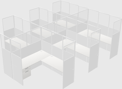 Shared l-shaped cubicle