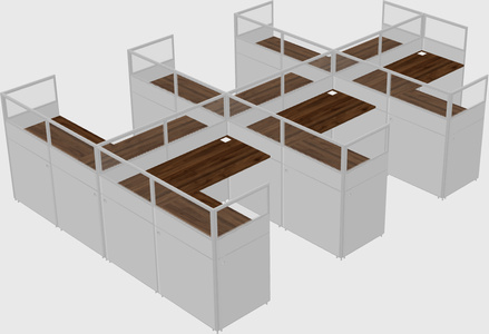 Shared l-shaped cubicle