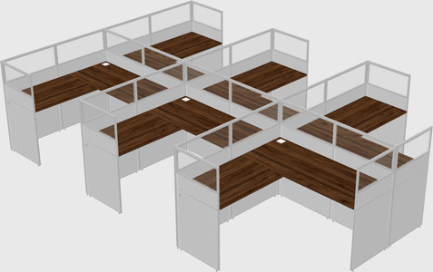 Shared l-shaped cubicle