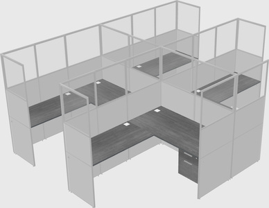 Shared l-shaped cubicle