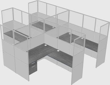 Shared l-shaped cubicle
