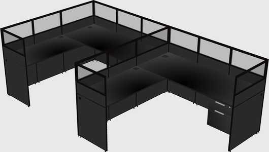 Shared l-shaped cubicle