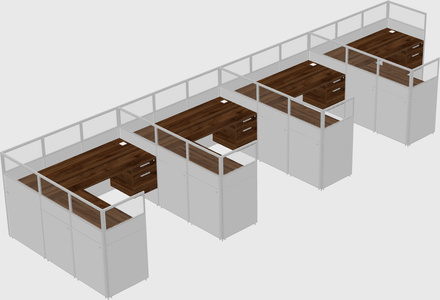 Shared l-shaped cubicle