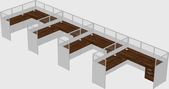 Shared l-shaped cubicle