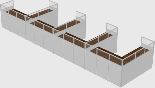 Shared l-shaped cubicle