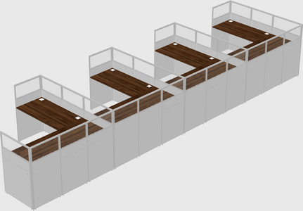 Shared l-shaped cubicle