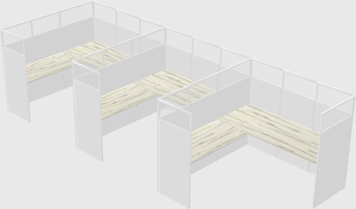 Shared l-shaped cubicle