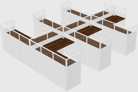 Shared l-shaped cubicle