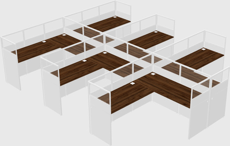 Shared l-shaped cubicle
