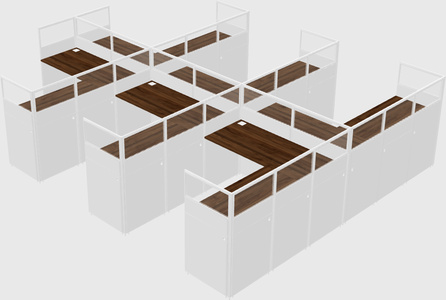 Shared l-shaped cubicle