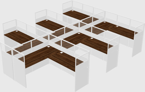 Shared l-shaped cubicle