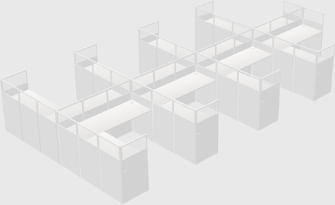 Shared l-shaped cubicle