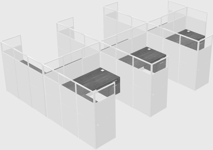 Shared l-shaped cubicle