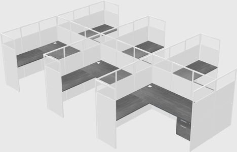 Shared l-shaped cubicle