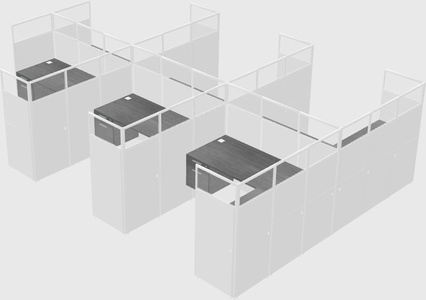 Shared l-shaped cubicle