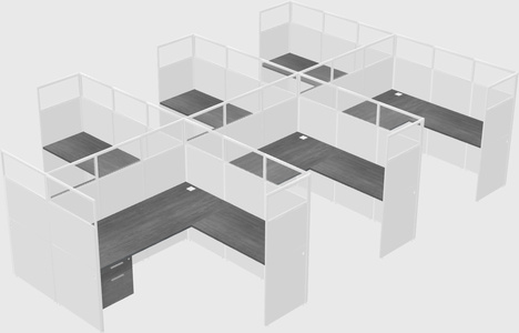 Shared l-shaped cubicle