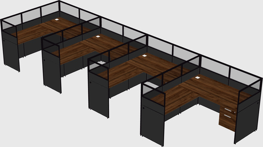 Shared l-shaped cubicle