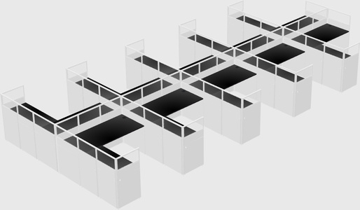 Shared l-shaped cubicle