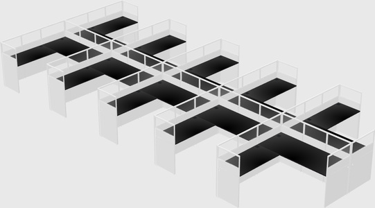 Shared l-shaped cubicle